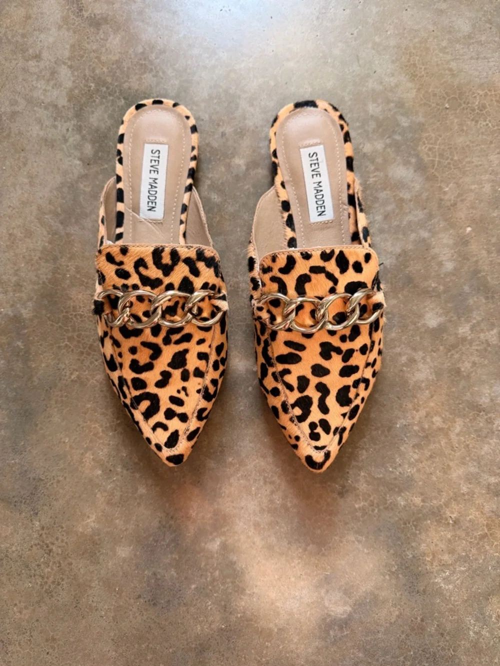Steve Madden Leopard-Print Pointed Mule with Gold Chain - Size 6.5 - NWOT - Picture 2 of 15